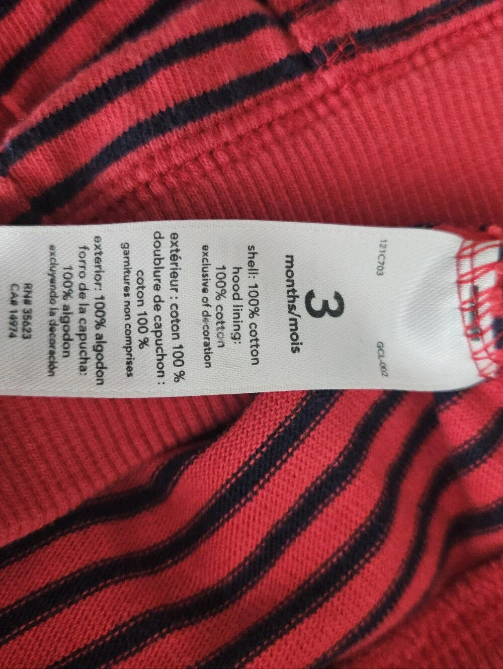 carters striped hoodie, 3 months